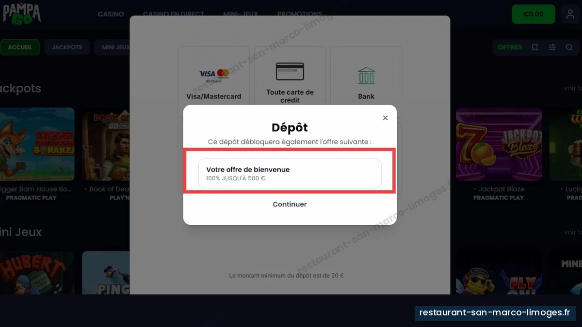 Illustration de l’espace de transaction PampaGo provenant du modèle